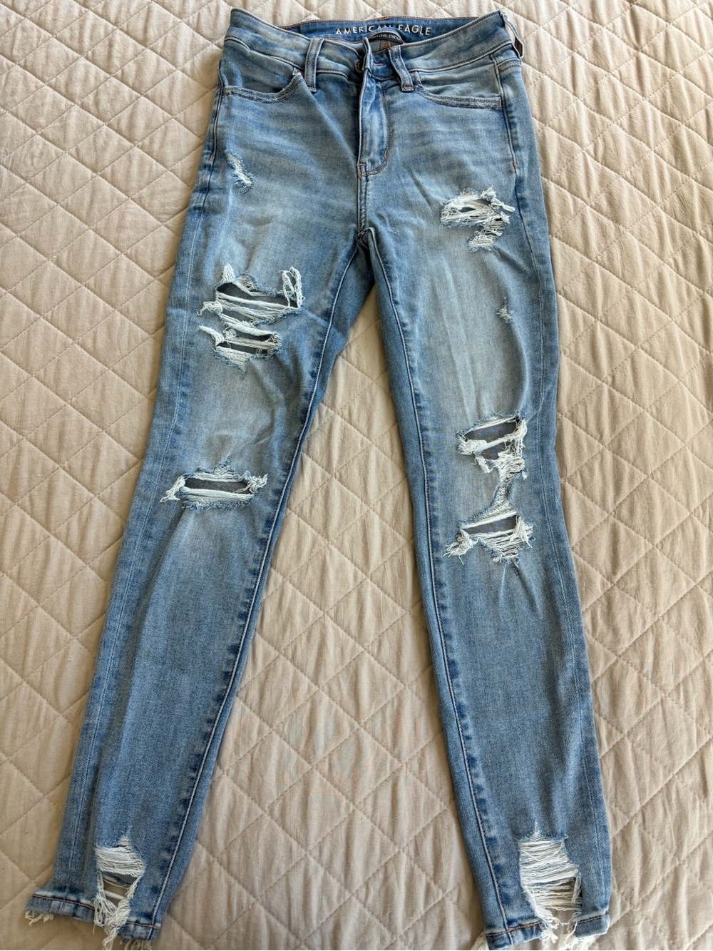 American Eagle Outfitters Distressed Light Blue Skinny Jeans
